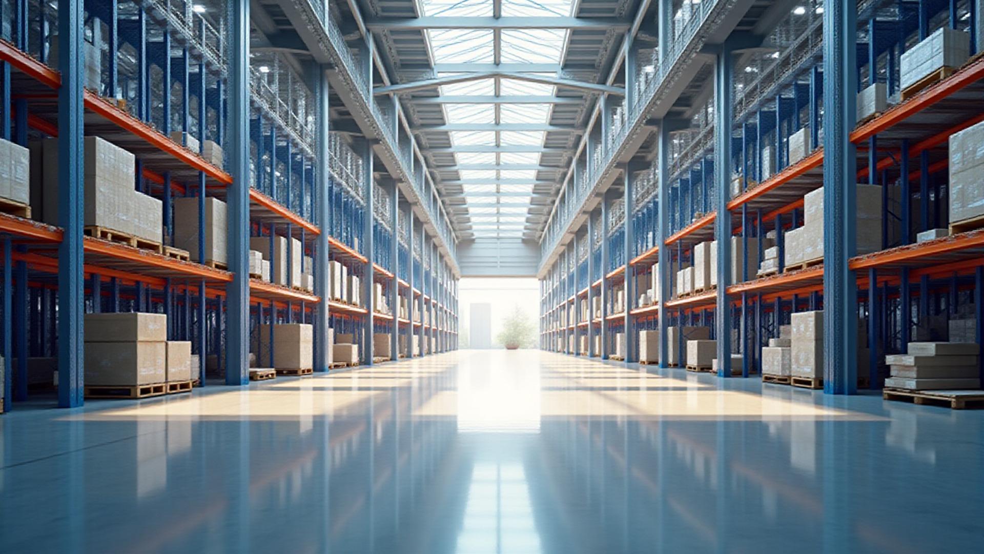 Clean and modern Phoenix freight warehouse interior with high ceilings and pallet racking