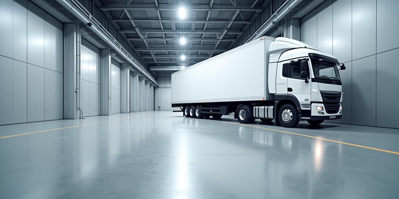 Mandujano truck at a modern factory loading dock